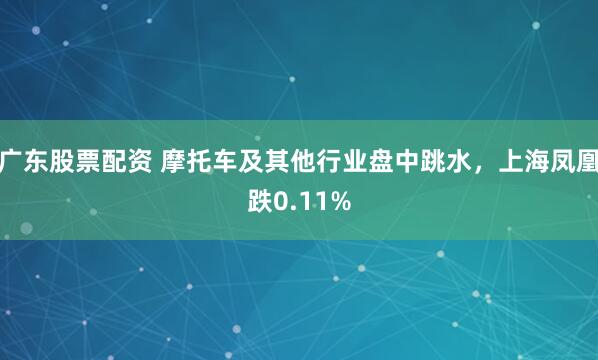广东股票配资 摩托车及其他行业盘中跳水，上海凤凰跌0.11%