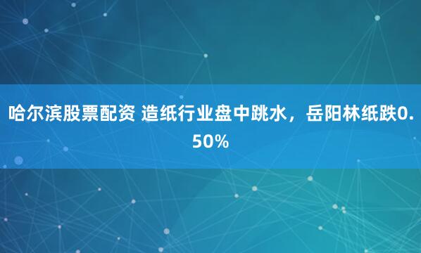 哈尔滨股票配资 造纸行业盘中跳水，岳阳林纸跌0.50%